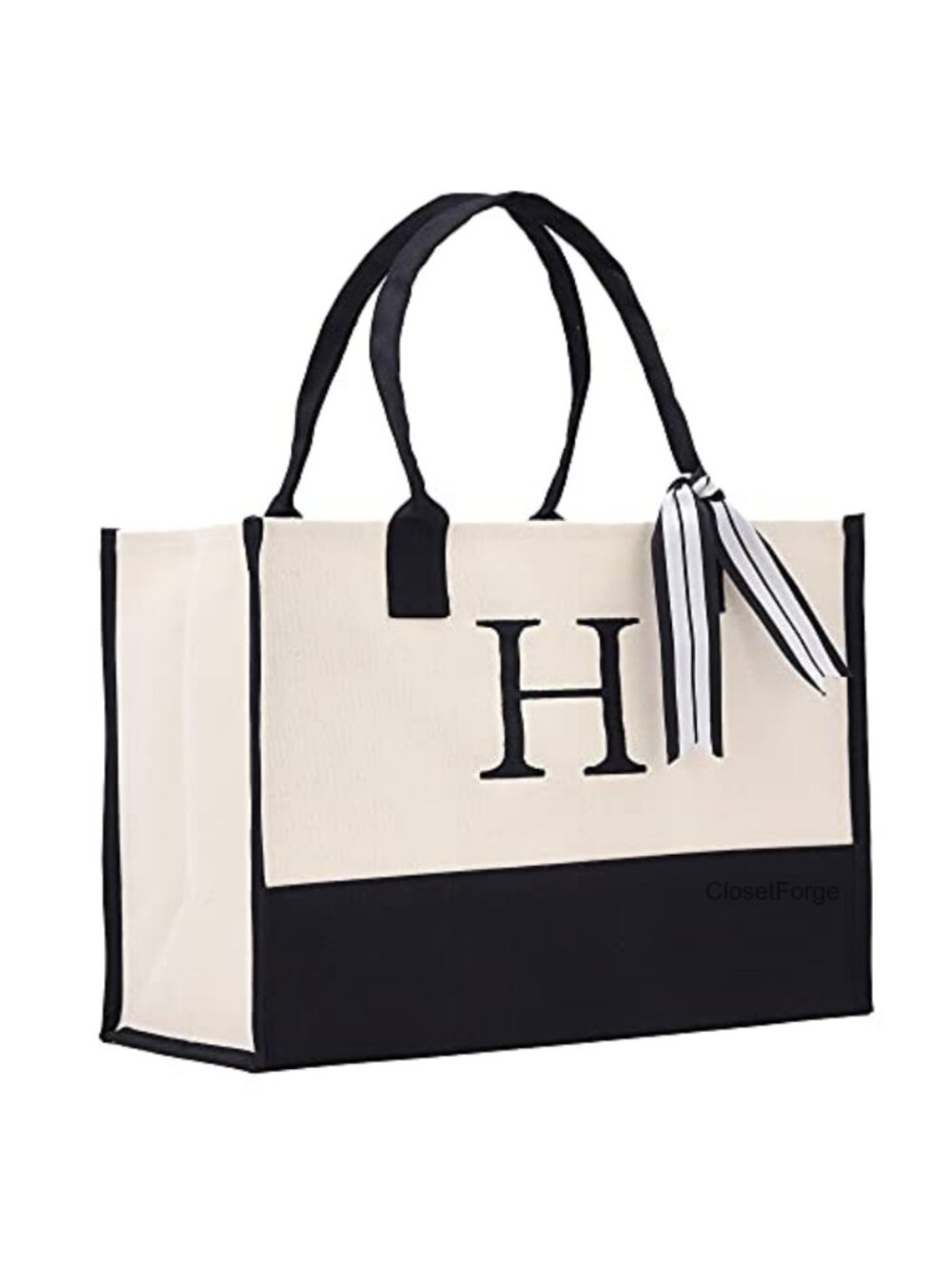 Monogram Initial 100% Cotton Canvas Tote Bag with Customization